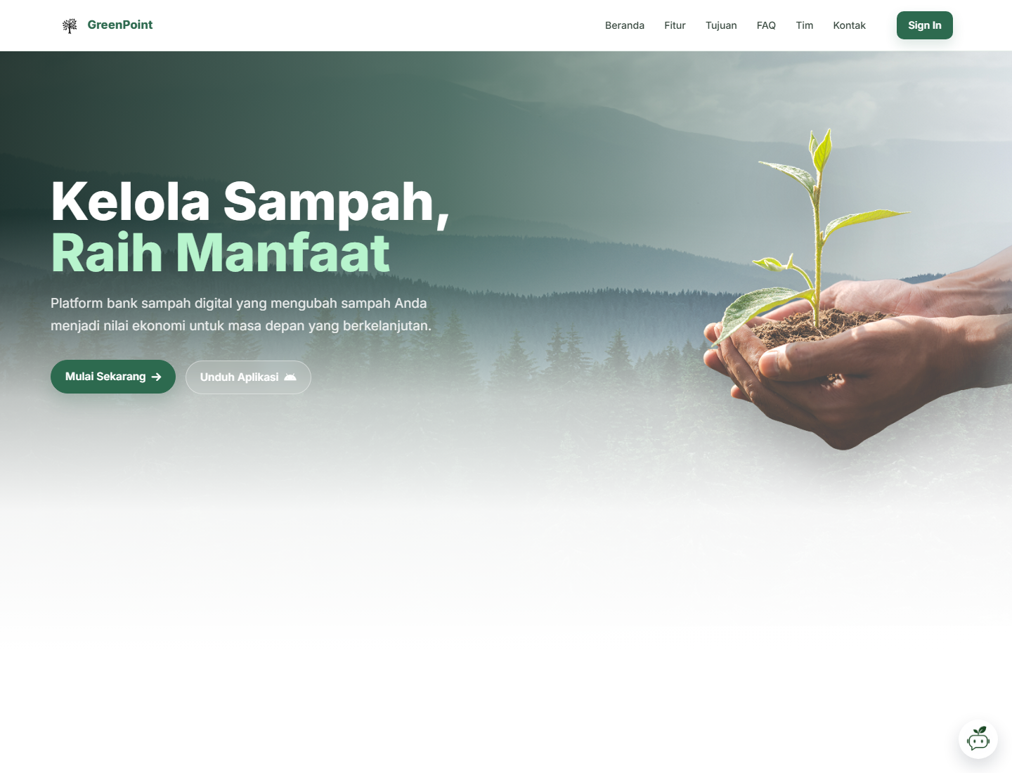 GreenPoint digital waste bank landing page
